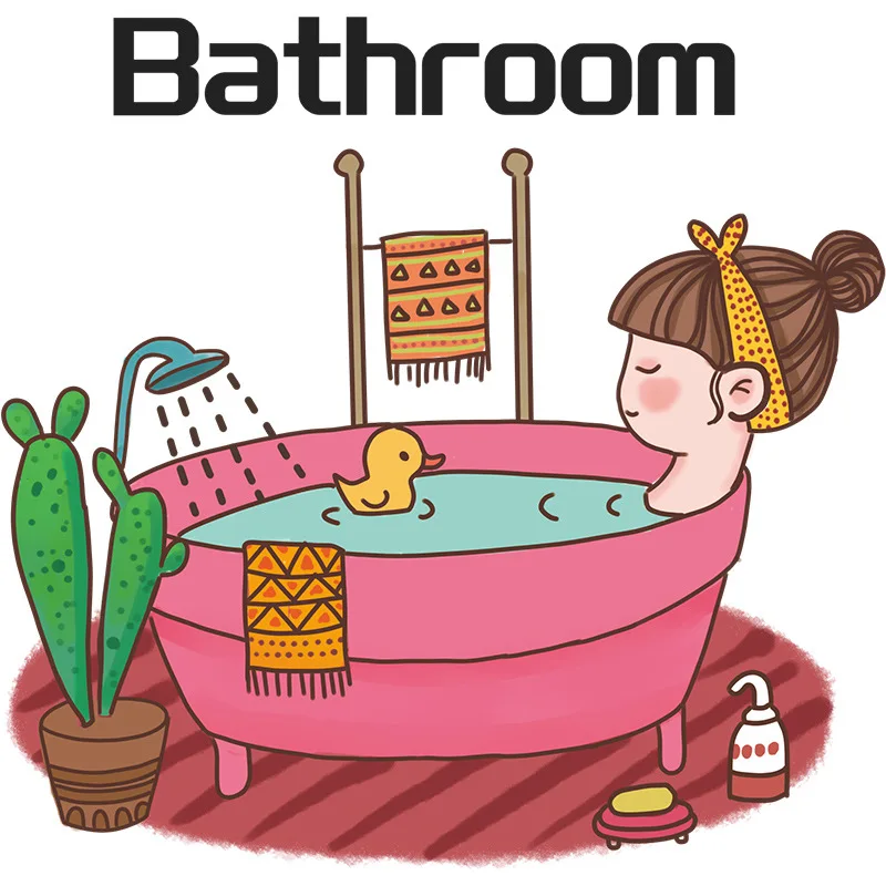 

The Little Girl's Super Nice To Relax Cozy Bathroom Pattern Stickers Add Cuteness To Home House Wardrobe Refrigerator