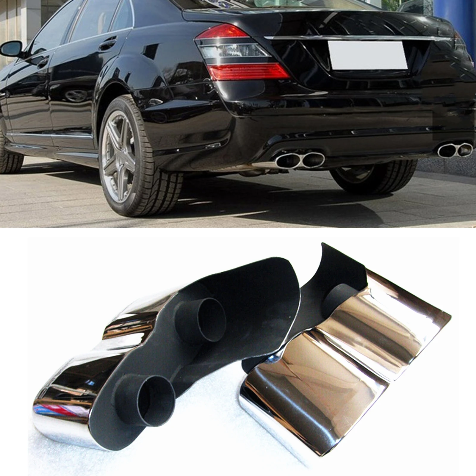 

Exhaust Muffler Tip Pipe Air Outlet Vent Duct Exhause Tailpipe For Mercedes Benz S350 S400 S500 S550 S600 AMG S63 S65 2009-2013