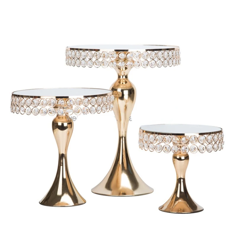 

High Quality Mirror Cake Stand Set Crystal Dessert Cake Base Stand Swing Cake Stand for Wedding Birthday Party Decoration