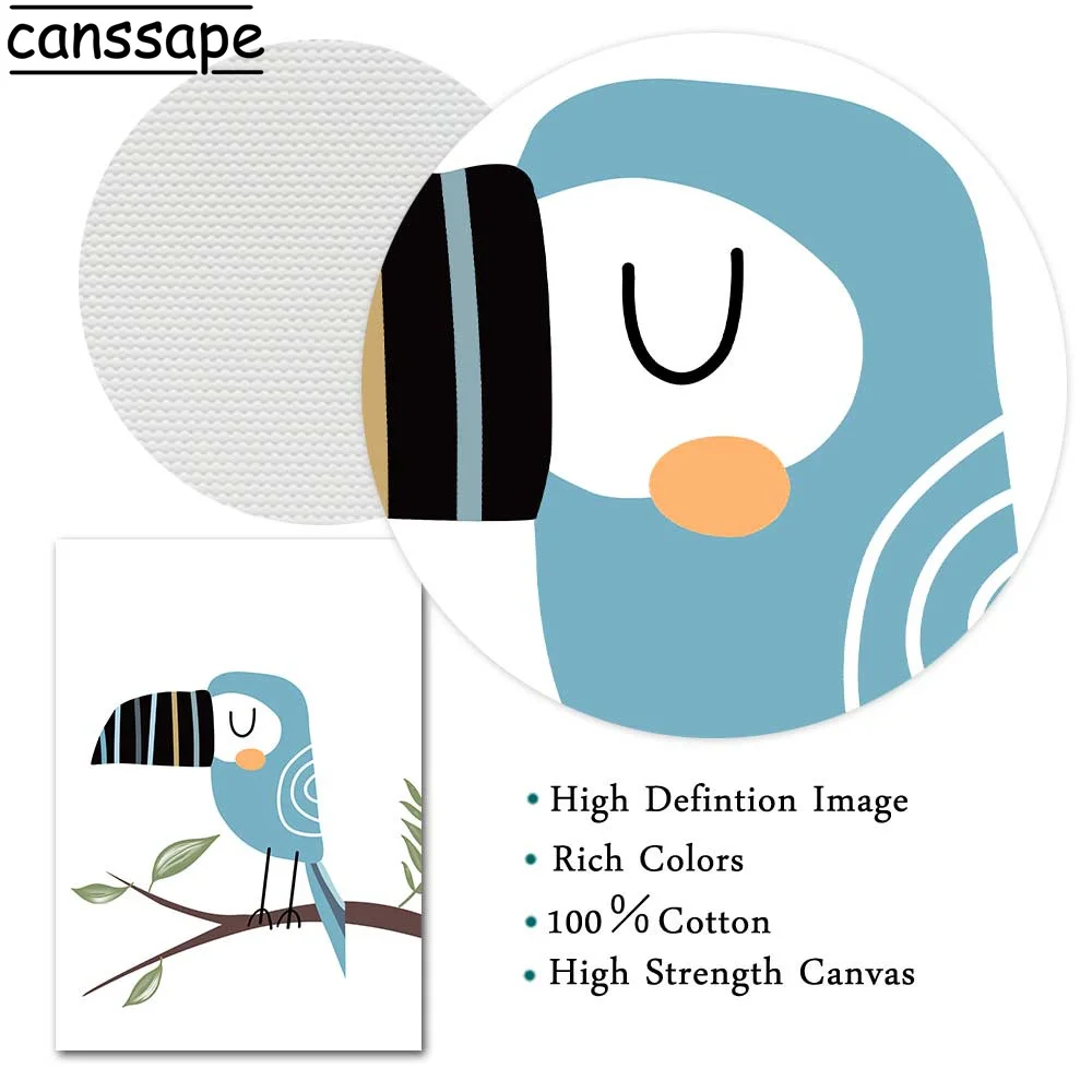 Мультяшный постер Лев птица крокодил холст искусство живопись буквы печать