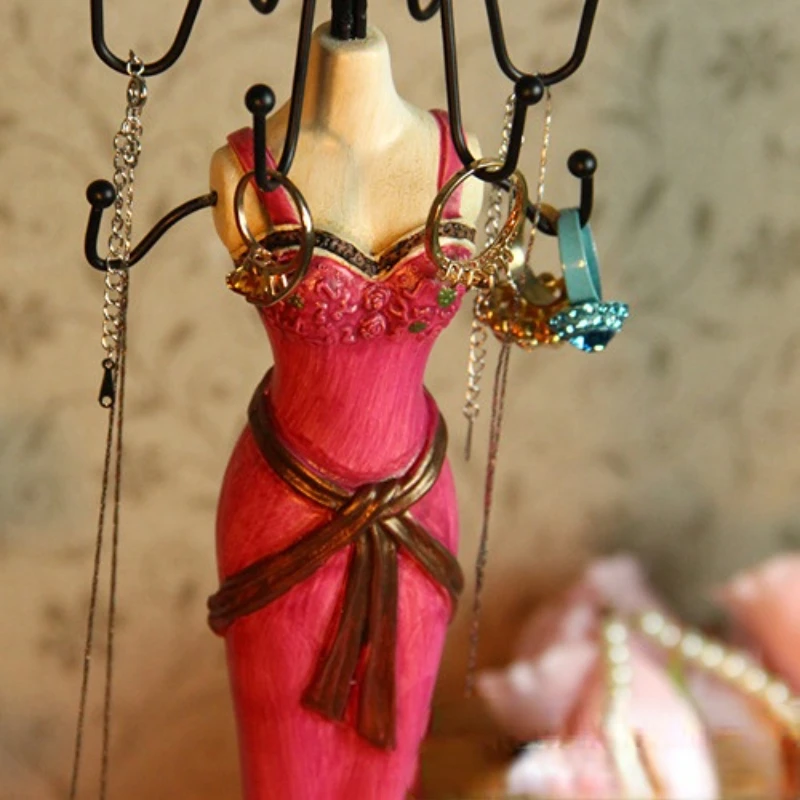 Royal Family Princess Style Jewelry Stand Holder Mannequin Earrings Necklace Display Organizer Evening Gown Jewelry Display Rack