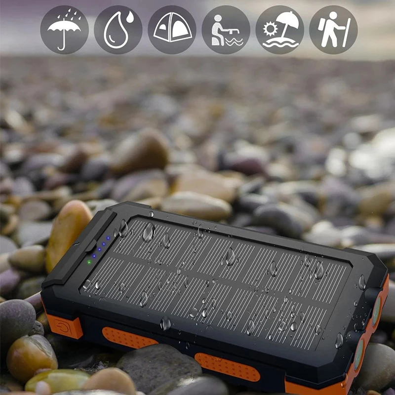 łączność mobilna na energię słoneczną 10000 mAh z kompasem do telefonu komórkowego