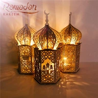 eid mubarak wooden pendant with led candles light ramadan decorations for home islamic muslim party eid ramadan decoration