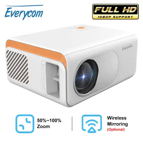 Светодиодный мини-проектор Everycom X70 с поддержкой 1080P, Wi-Fi, карманный портативный ЖК-видео проектор, мультимедийный смартфон, домашний кинотеа...