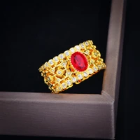 foydjew medieval century european style retro pigeon blood ruby 18k gold rings classical antique adjustable ring for women