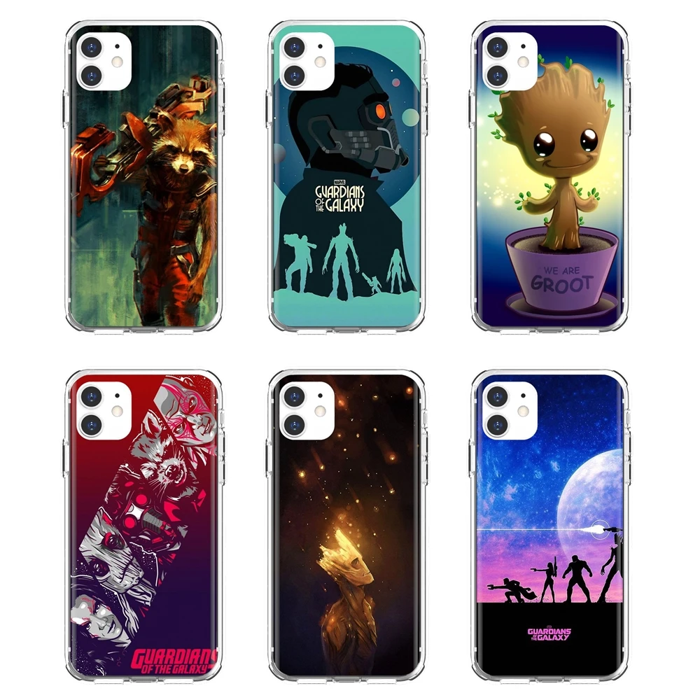 Мягкий чехол с героями комиксов Marvel из фильма стражи Галактики для iPhone 10 11 12 13 Mini