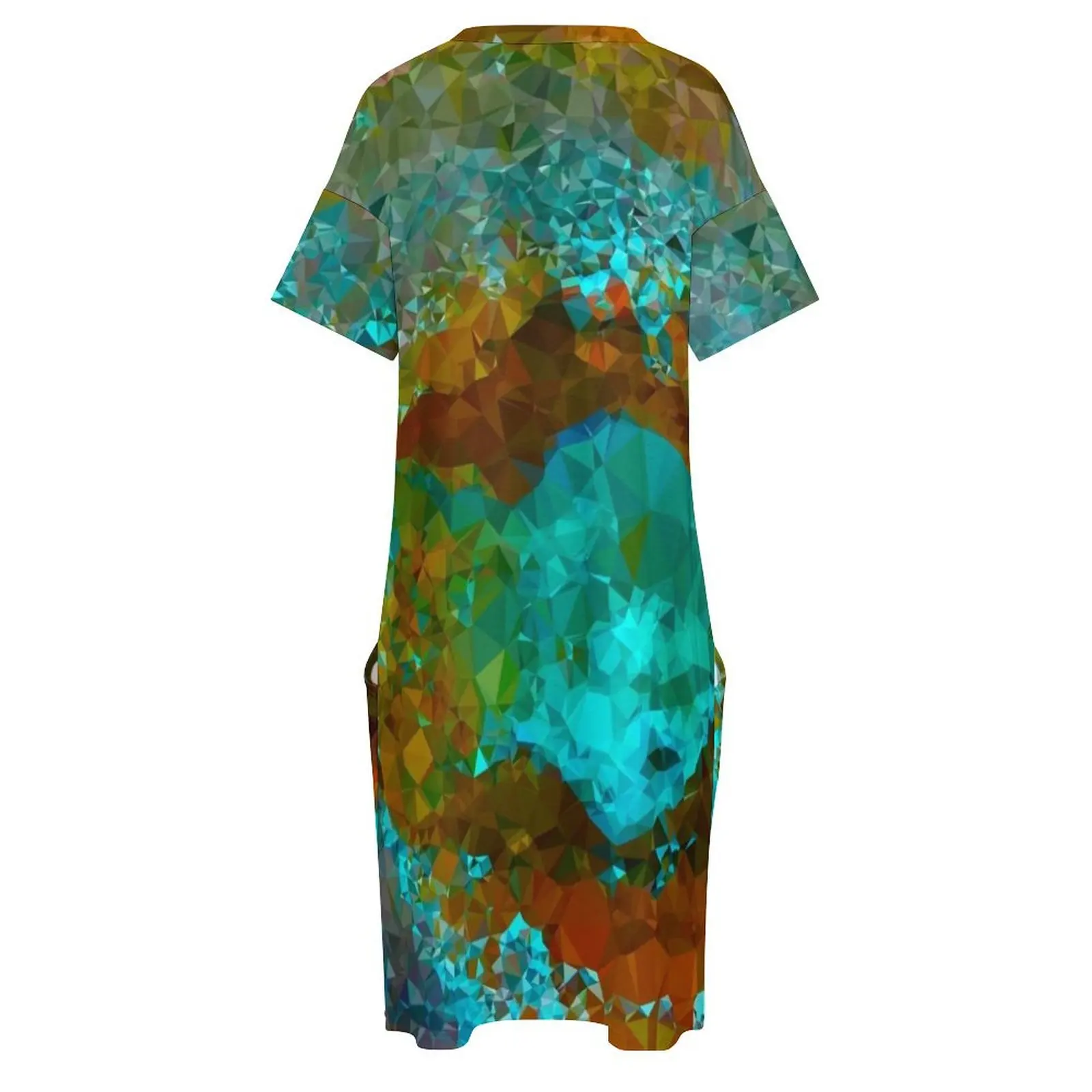 Медь Verdigris Low Poly Geometric Triangle Art Свободное платье с карманами Вечерние платья одежда