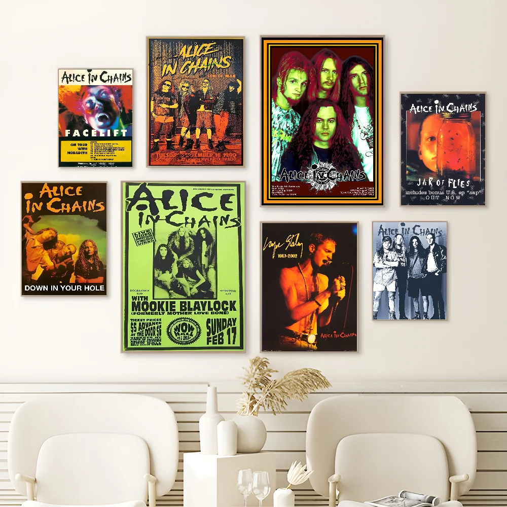 A-Alice I-In C-Chains Ретро Стиль Плакат Наклейки HD Качественный Клей Изображение Для