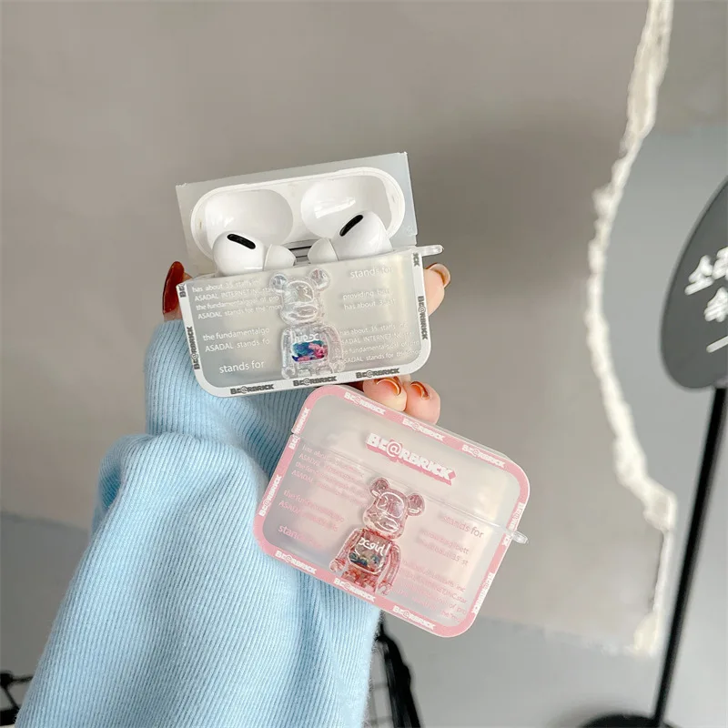 

Pink Grey Bear Translucent Apple AirPods 1 2 3 Case Cover AirPods Pro Case IPhone Earphone Accessories Air Pod Case