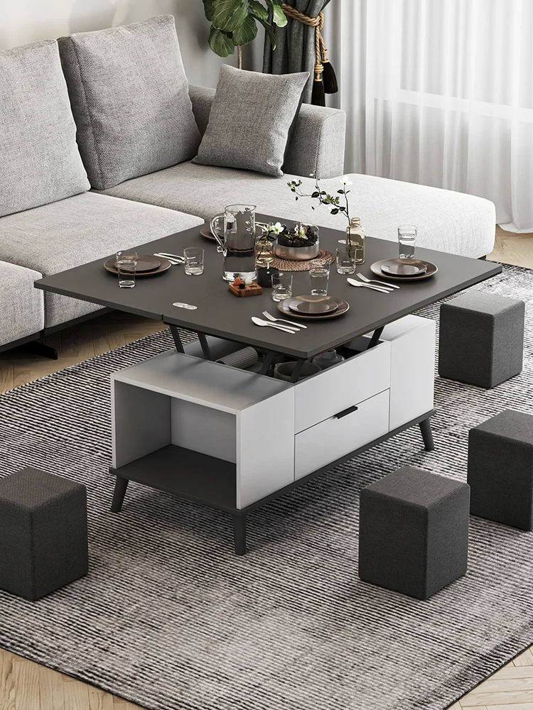 

Multifunctional lifting coffee table, dining table, dual purpose small unit living room, household light luxury, modern and simp