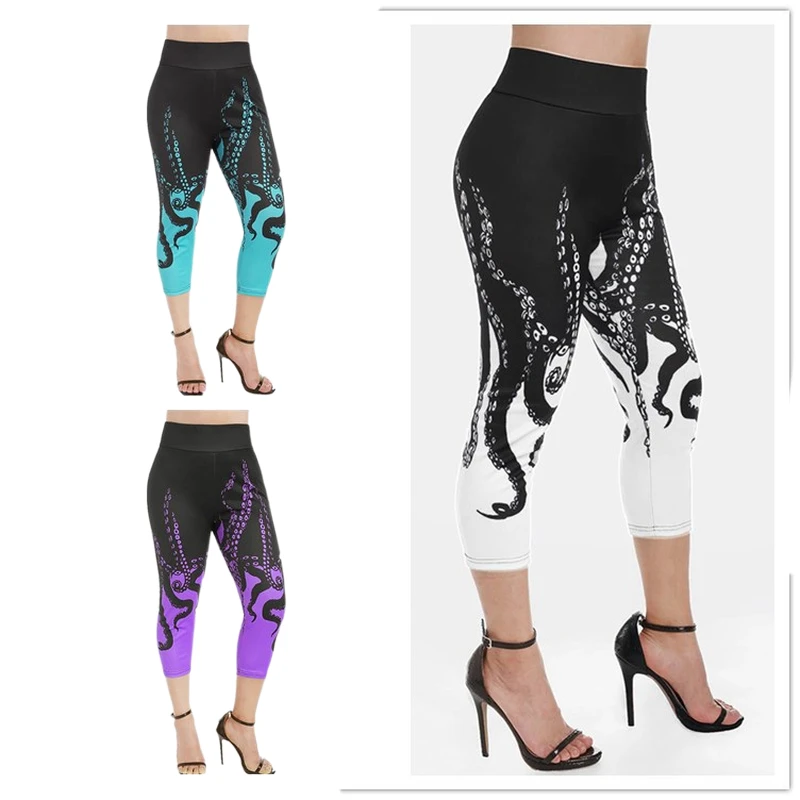 2022 Women Octopus Printed Leggings Fashion Slim Tight Seamless Fitness Gym Leggings Stretch Yoga Pants Summer Ropa De Mujer