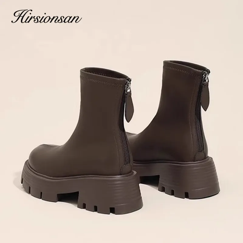 Hirsionsan осенне-зимние женские ботильоны на платформе повседневная обувь молнии