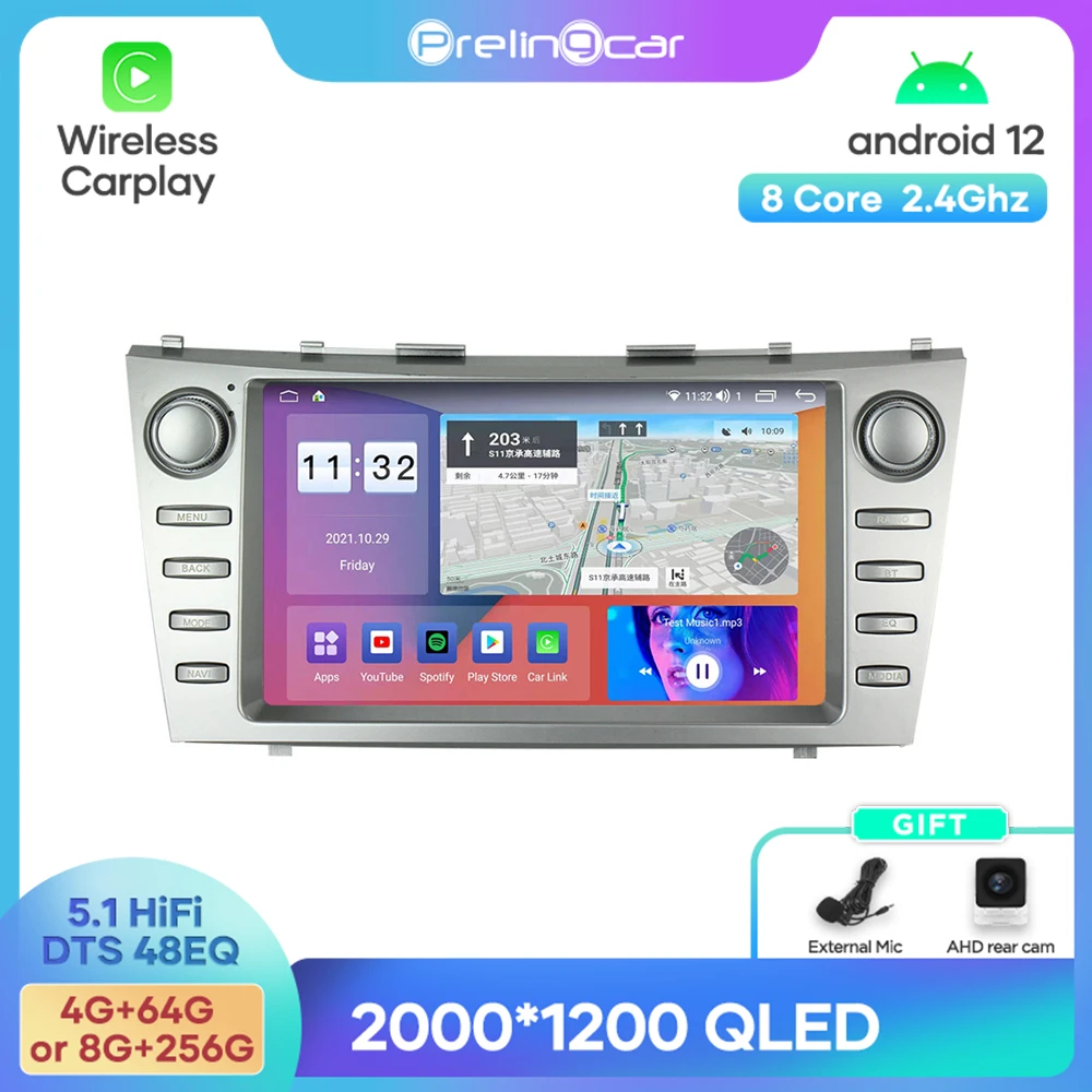 

Android 12DTS Sound For Toyota Camry 2006-2011 years Navigation Multimedia Car Player Radio 2Din Stereo Bluetooth 48EQ Band WIFI