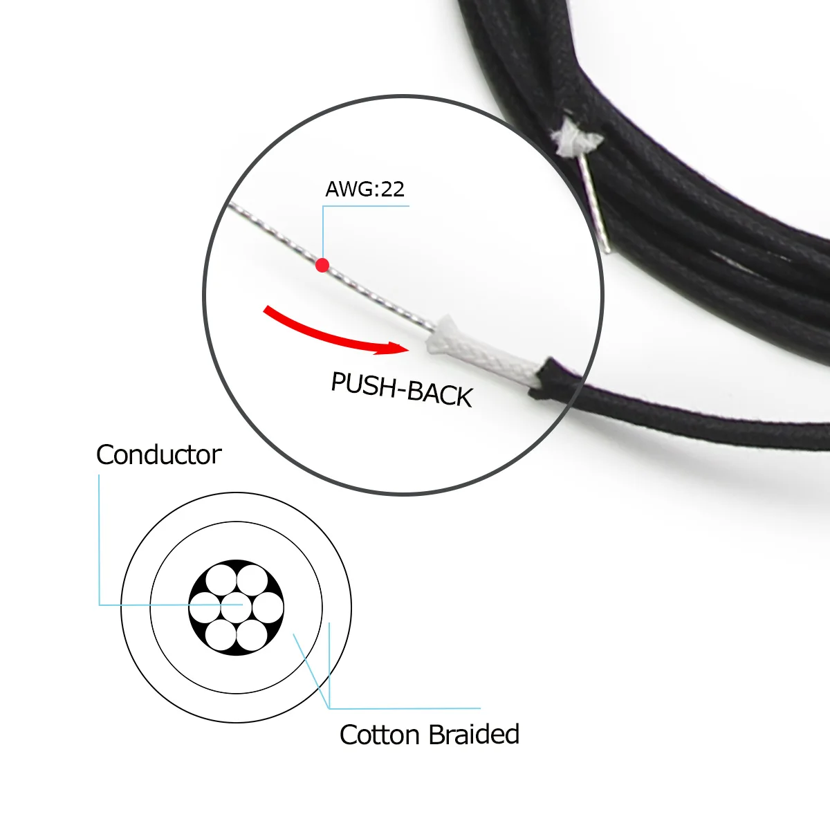 FLEOR 10 футов винтажный гитарный провод Оплетка тканевый кабель 7-жильный AWG22