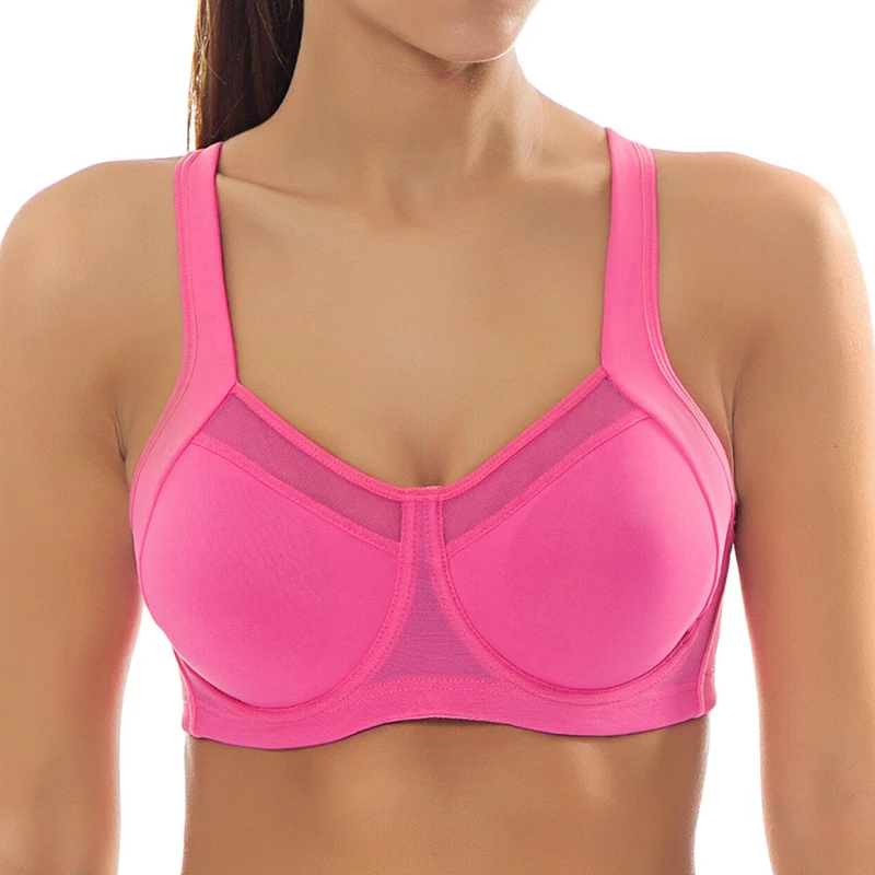 Comfortable Womens High Impact Sports Bra Full Coverage Non Padded Underwire Powerback Support Active Bra 36 38 40 42 B C D DD