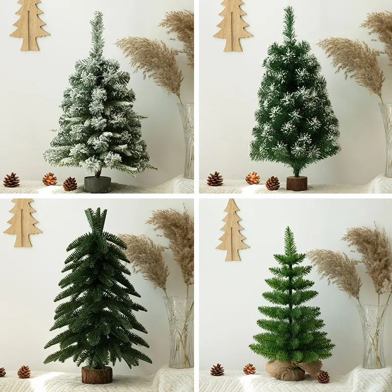 

Artificial Small Flocking Christmas Tree Home Christmas Day Mini For Home Store Wedding Office Christmas Desktop Decoration Gift