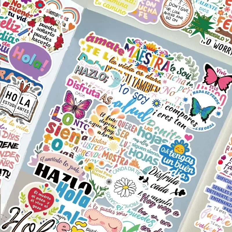 10/50 шт. наклейки с испанскими мотивационными высказываниями водонепроницаемые