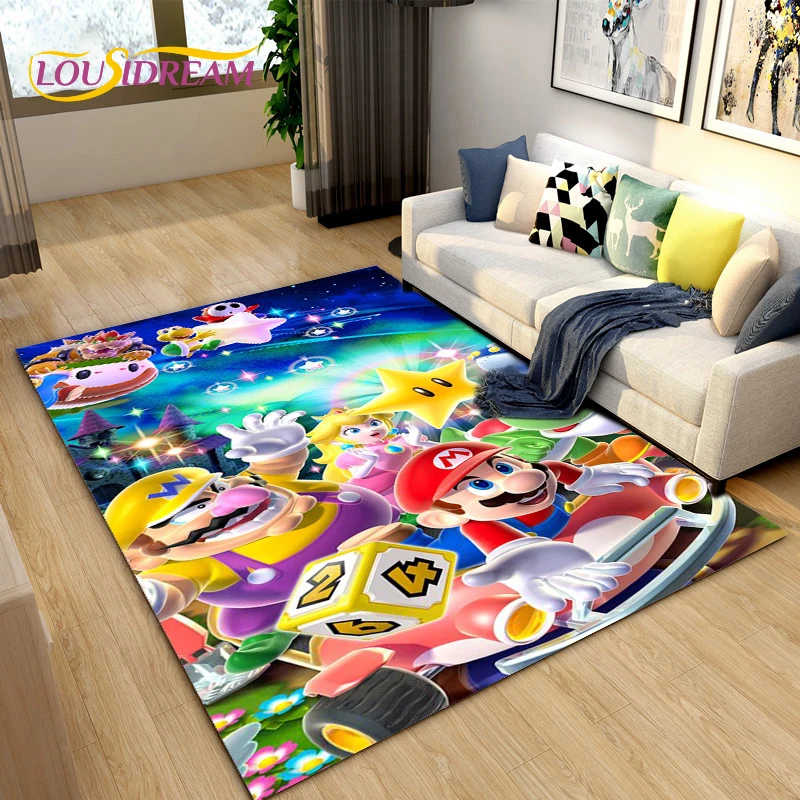 Большой 3D мультяшный коврик для игры в аниме Super Mario ковры гостиной детской