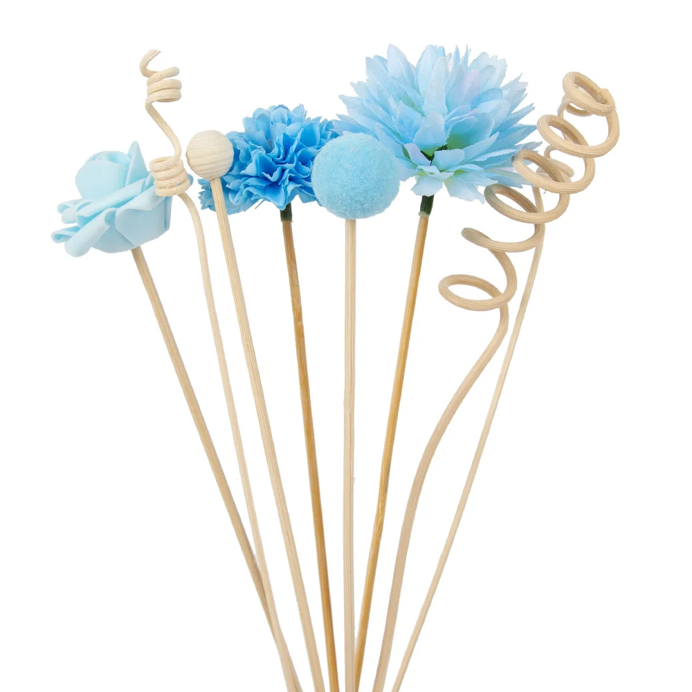 8PCS/Set Blue Artificial Flower Rattan Reed Fragrance Aroma Diffuser Refill Stick Diy Floral Home Decor Crafts