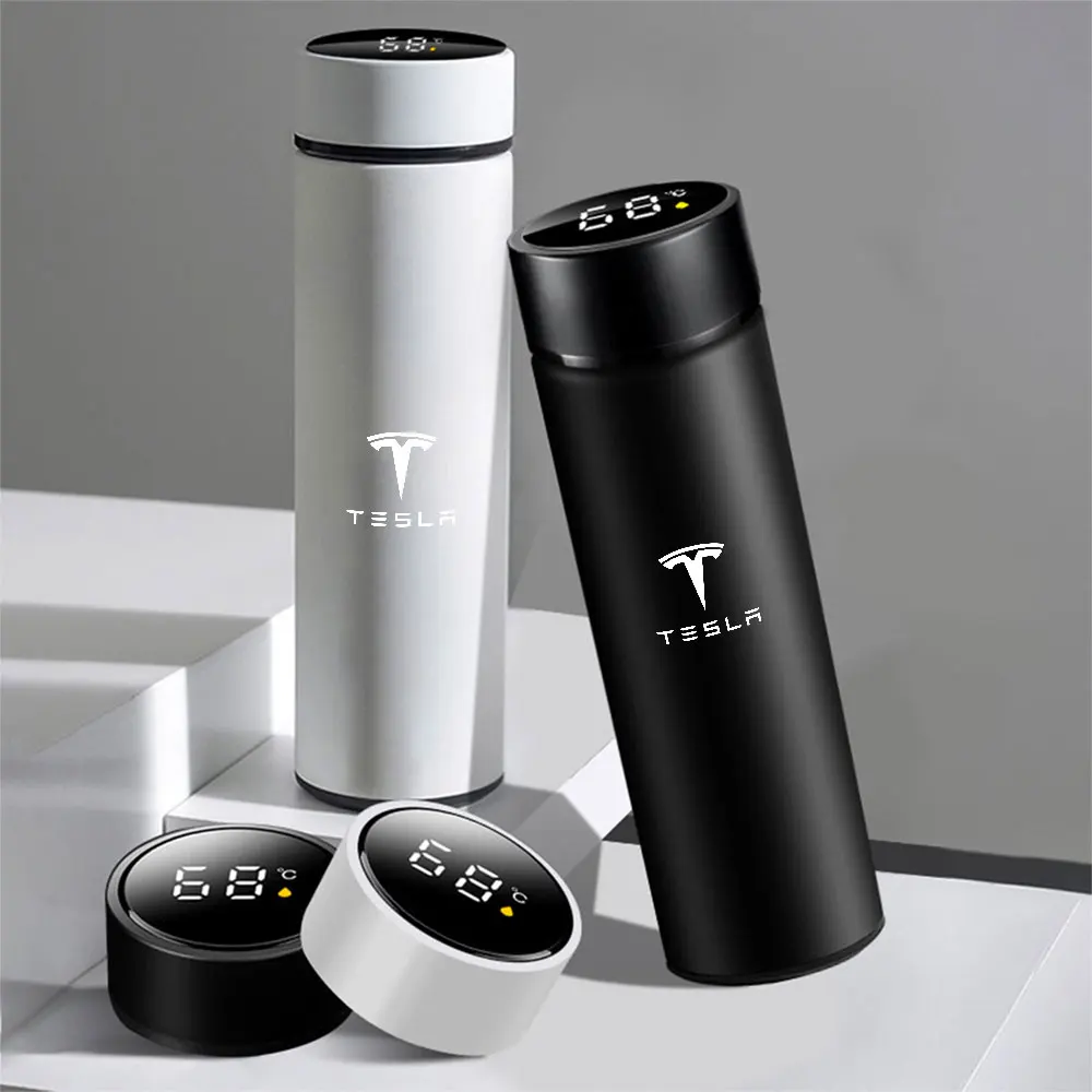 Фото 500 мл термос с дисплеем температуры для Tesla Model 3 Model S Model X Model Y Roadster Space X Tesla Logo Автомобильный термос-бутылка №3