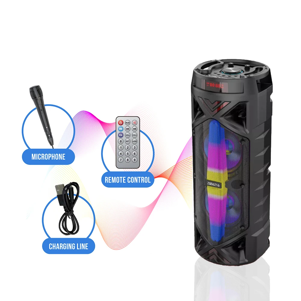 

Двойная высокомощная Bluetooth-Колонка 6,5 дюйма 30 Вт, Беспроводная колонка для Домашнего Караоке, квадратная искусственная кожа, многофункциональный портативный сабвуфер