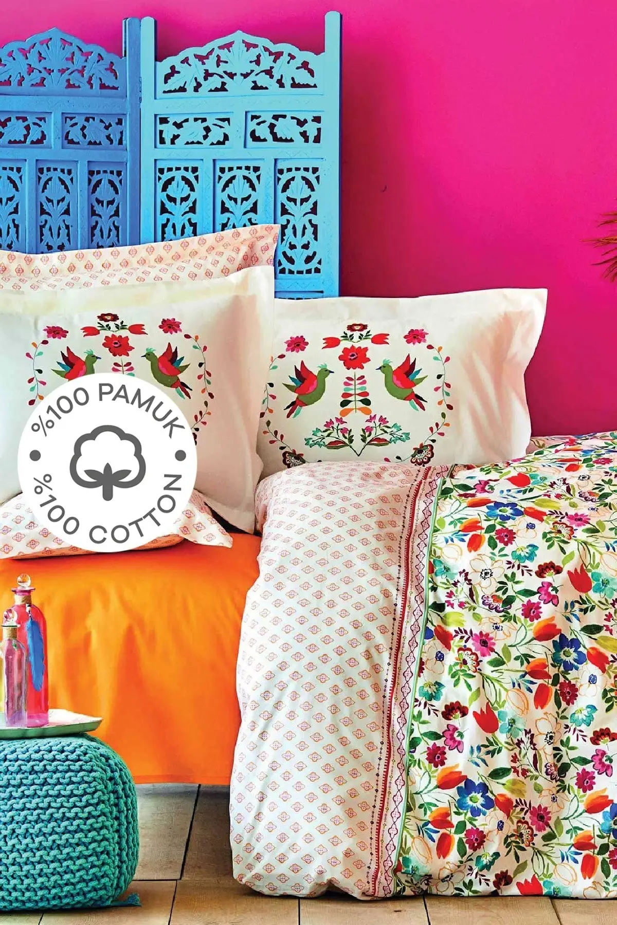 

Parlin Fuchsia 100% Cotton Double Duvet Cover Set Cotton 200x220 Without Tires Pink Bedroom Textile Home & Furniture