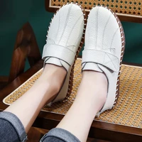 real leather shoes for woman fall autumn ballet flats womens slip on wide leg shoes female moccasins designer luury loafers