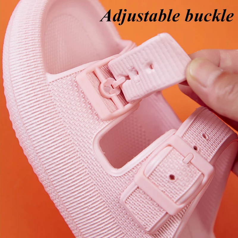 Comwarm New Thick Platform Sandals For Women Men Summer Fashion Buckle Soft Sole Pillow Slippers Female Outdoor Beach Flip Flops