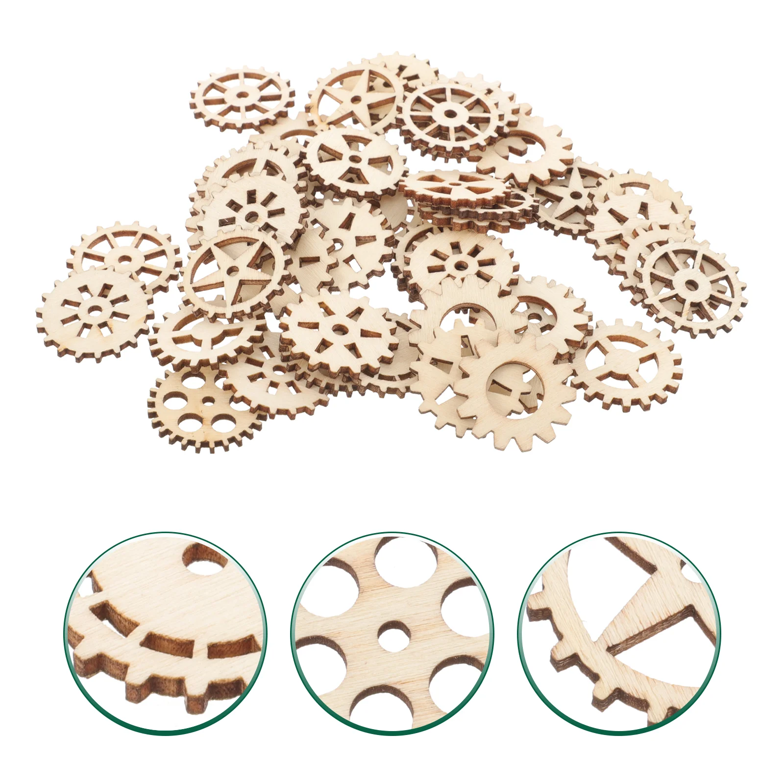 

100pcs Wooden Gear Craft Embellishment Gift Tag Wood Ornaments for DIY Toys Drawing Craft (About 25mm, 50pcs A Pack)