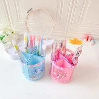 new my cinnamoroll melody kawaii girl heart spinner rotatable pen holder anime sanrio cute desktop plastic debris bucket