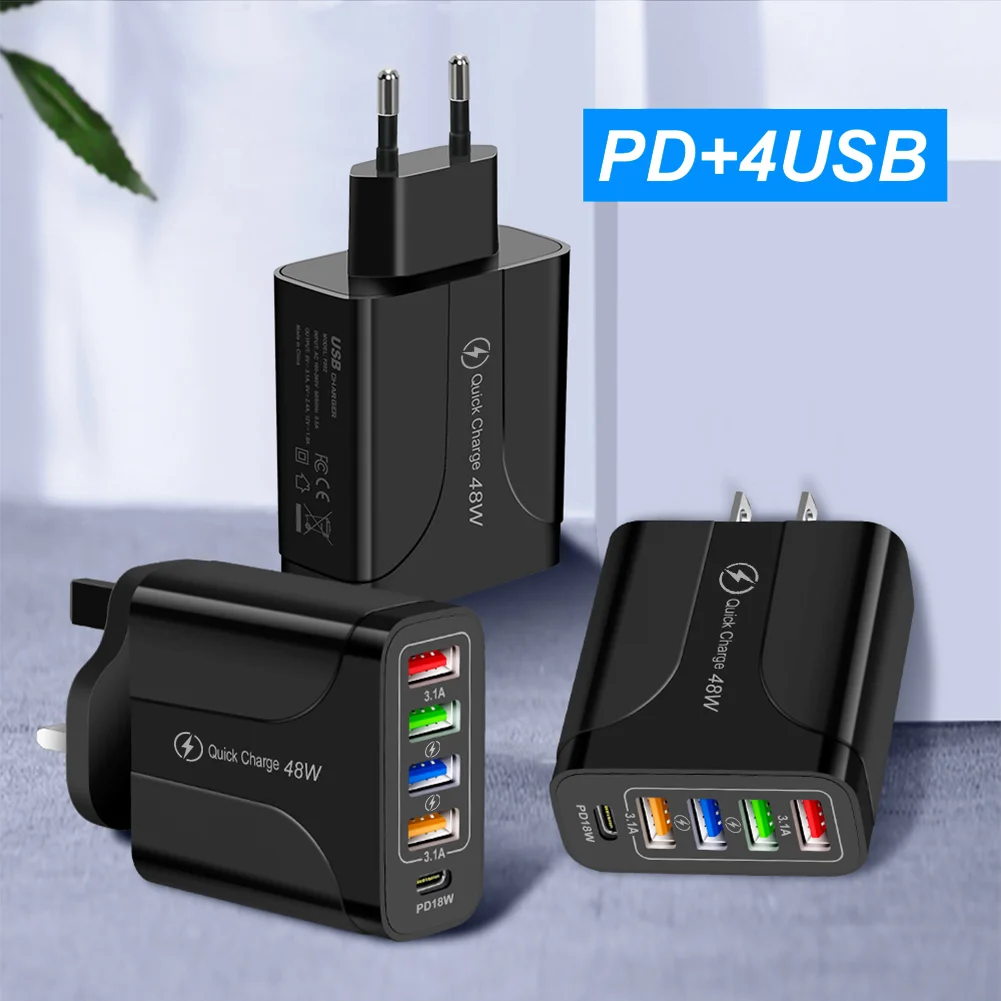 OLAF 48 Вт 5 портов USB зарядное устройство PD Type C умная Быстрая зарядка для сотового