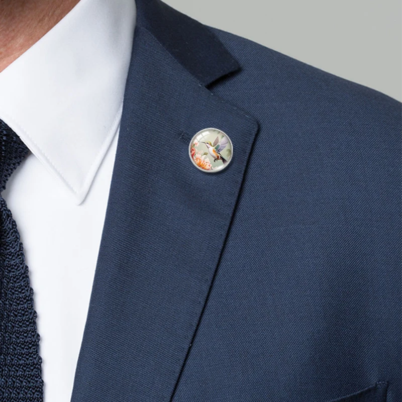 Новое поступление 2024 модная красочная синяя колибри птица с цветами стеклянный