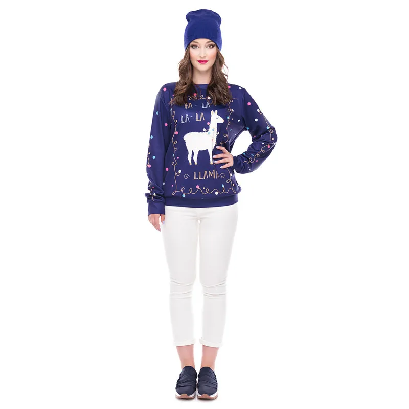 Suéter con estampado 3D de oveja para hombre y mujer, suéter de cuello redondo Unisex, para vacaciones y Navidad