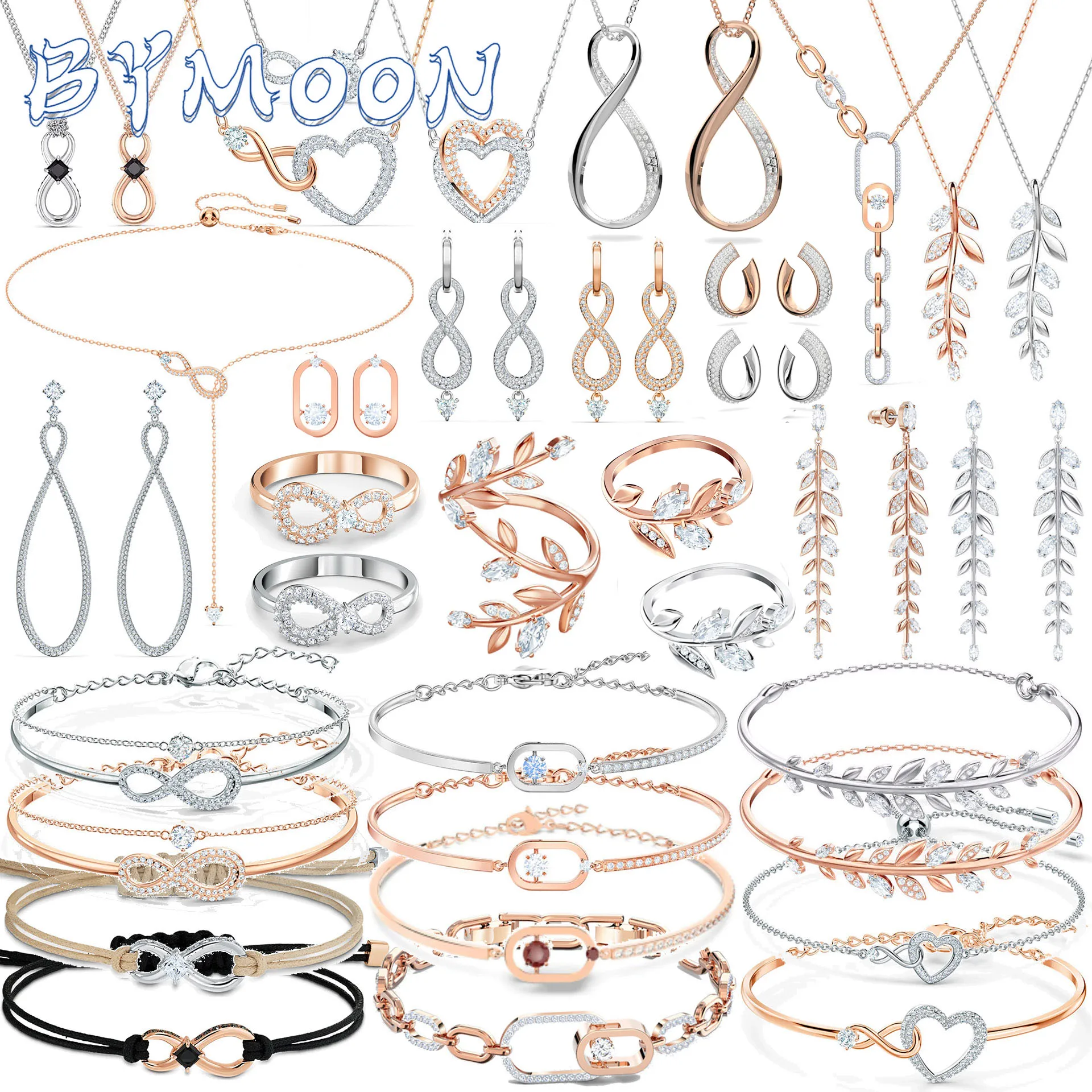 

Exist 2023 NEW Fine Jewelry Sets Geometric Zircon Crystal Infinity Earrings Necklaces Bracelets Ring for Women With Logo