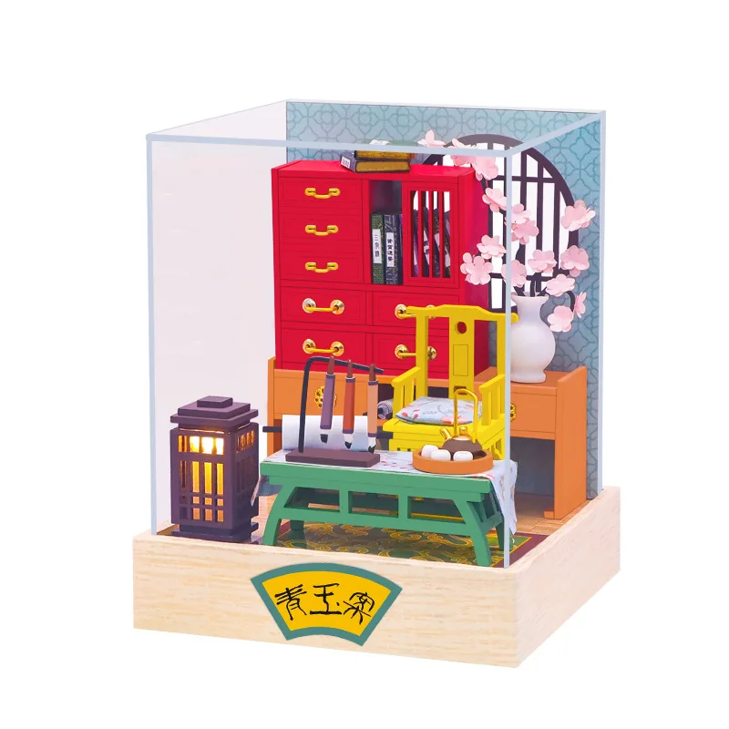 

Миниатюрный деревянный кукольный домик «сделай сам» в китайском старинном кабинете, мини домик для кукол, мебель, вилла, игрушки для девоче...