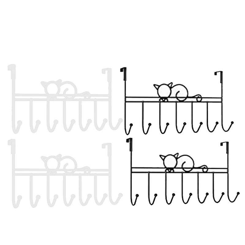 

Вешалка JEYL над дверью, крючок, декоративная металлическая дверная вешалка, держатель для пальто, одежды, шляп (милый кот, набор из 2 шт.)