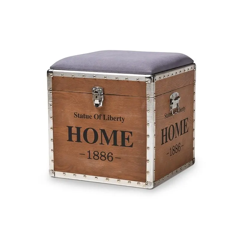 

Винтажный деловой оттоманка из серой ткани с обивкой