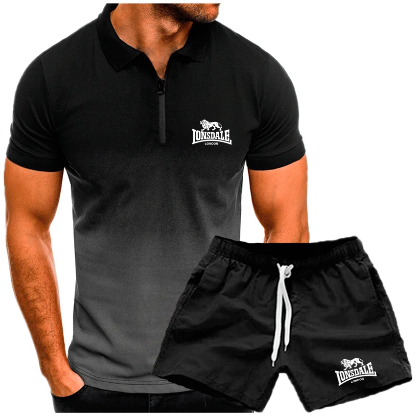 Летняя мужская спортивная одежда LONSDALE с буквенным принтом 2022 футболка + брюки