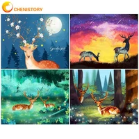 chenistory oil painting by numbers frame coloring by numbers sika deer number painting art supplies home decor