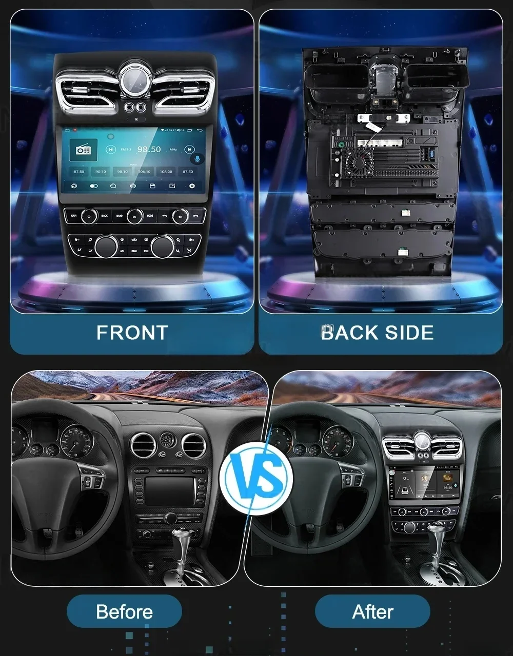 Фото 10.9-дюймовый автомобильный мультимедийный центр с CarPlay и Android 14 для Bentley Flying Spur Continental GT 2005-2019: автомагнитола, GPS, стереоплеер, головное устройство №3