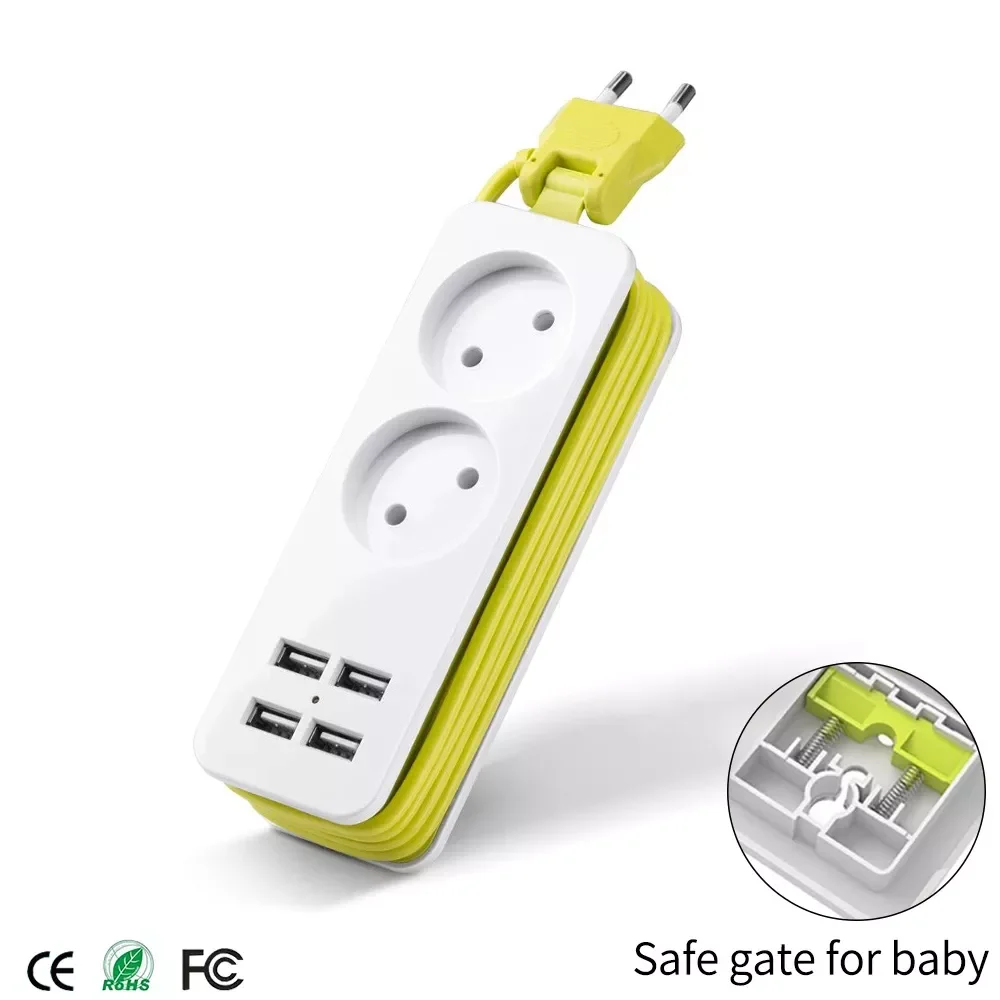 

Удлинитель с 4 USB-портами и европейской вилкой, 1200 Вт