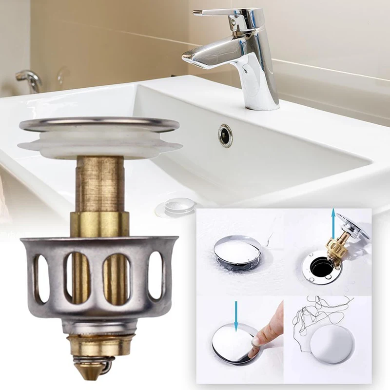 

1pc Universal Bouncing Core Filter Cover with Basket Shower Floor Drain Bathroom Plug Trap Hair Catcher Basin Faucet Accessories