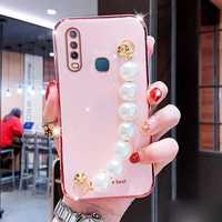 for vivo y20 case luxury electroplated pearl bracelet holder cases for vivo s1 x51 y11 2019 y11s y20s y20i y30 silicone cover