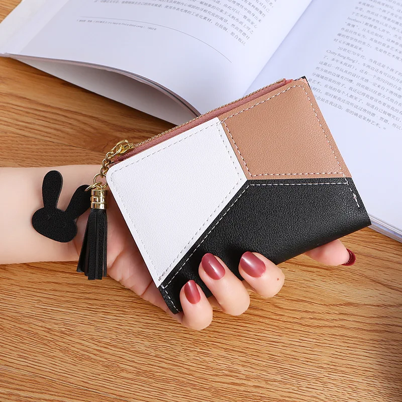 

Geometric Women Cute Pink Wallets Pocket Purse Card Holder Patchwork Wallet Lady Female Fashion Short Coin Burse Money Bag