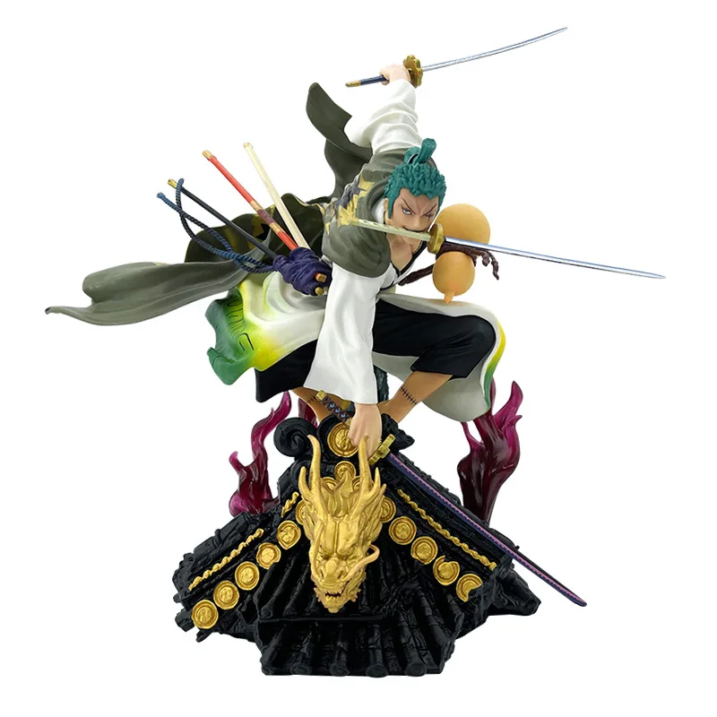 

One Piece 3 Large and No Country Zoro Roof Zoro Kimono Three Swords Flow Figure Collection Model Ornament PVC Anime Toy Figure