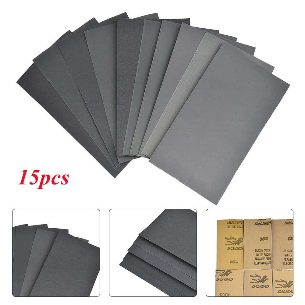 

15 * Sandpaper (800 1000 1200 1500 2000 2500 2pcs Each, 400 600 3000 1pc Each) Auto Repair And Maintenance Rust Prevention/Derus