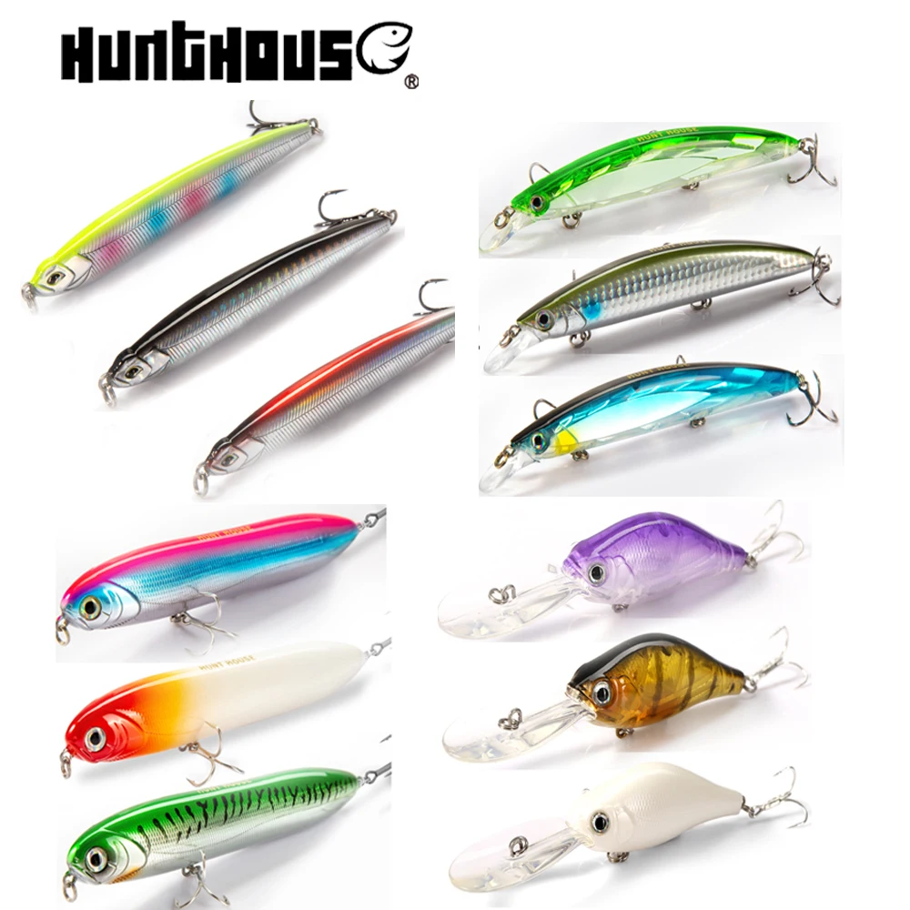 

Hunthouse Wobblers Crankbait Minnow Pencil Fishing Lure 60mm 14g nking Floatng Hard Bait Slow 3PCS For Pike Seabass Fish Tackle