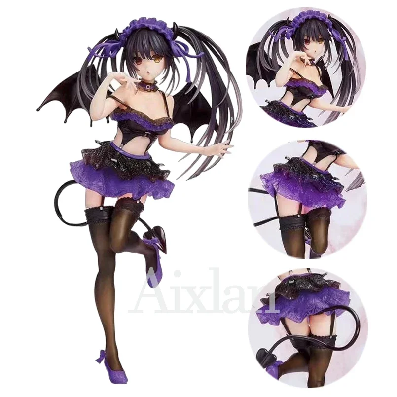 

18cm Date A Live Anime Figure Black Dress Casual Wear Kurumi Tokisaki PVC Action Figure Nightmare Car Decoration Collection Gift