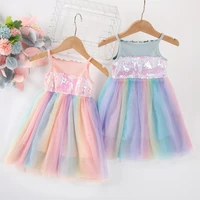2022 summer new kids girls dress baby girl lace dresses rainbow sequins children party dresses for girls princess dress clothes