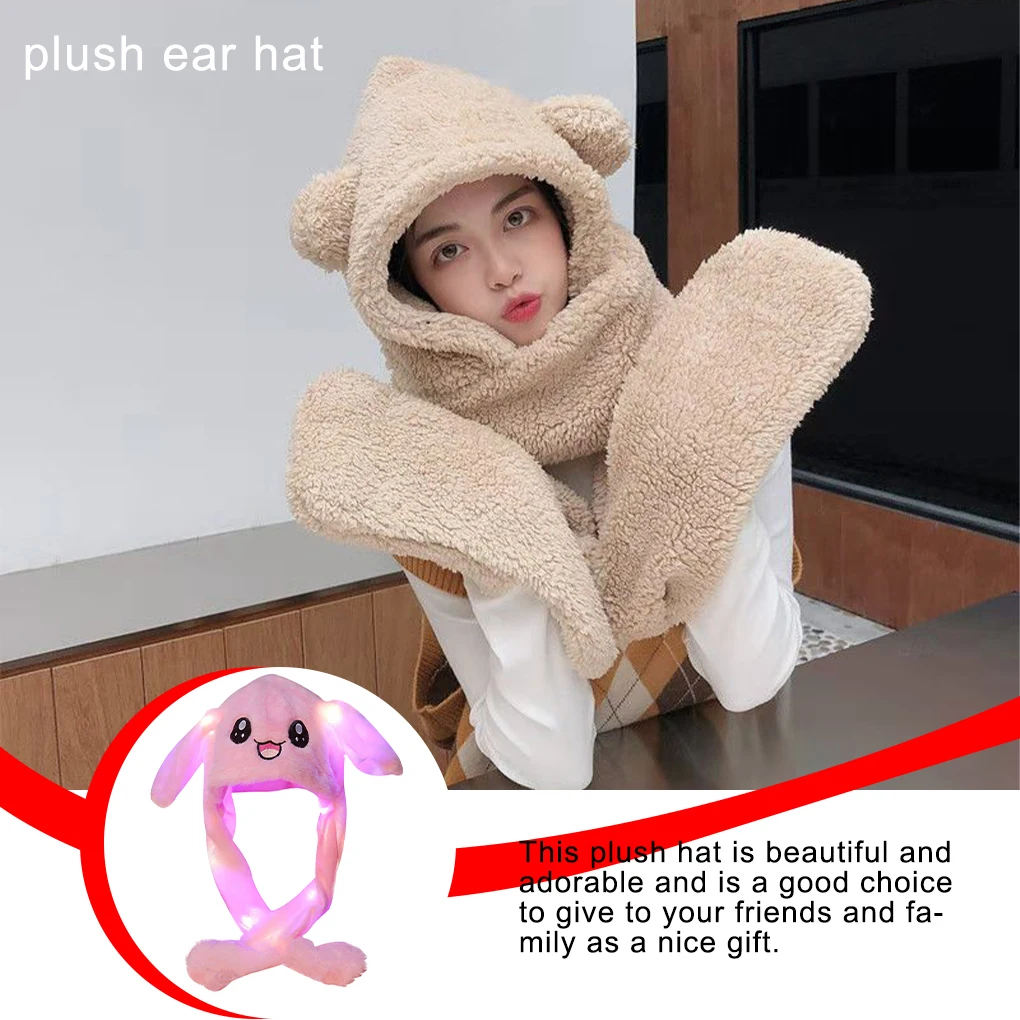 

Rabbit Hat Moving Ears Cute Cartoon Toy Hat Kawaii Funny Hat Birthday Gift Bunny Plush Cap Winter Hat For Kids Adult Girlfriend